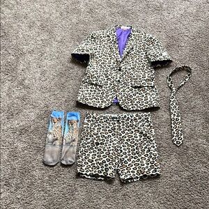 OppoSuits Brown and Purple Suit with Leopard Print